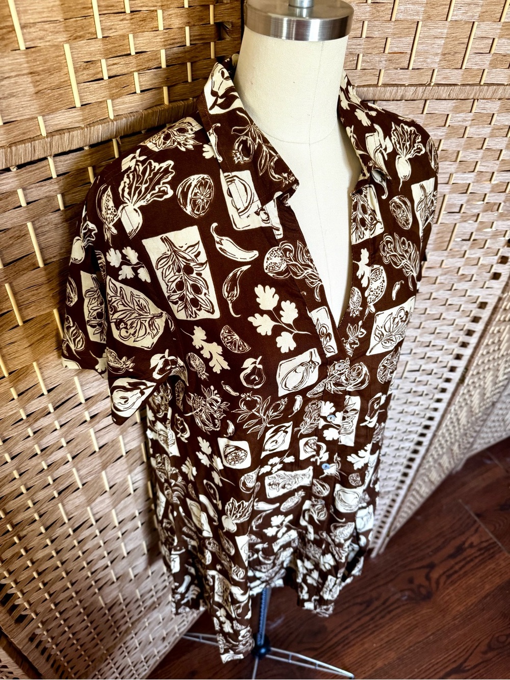 NWT Japna brown & cream print shirt dress M - Picture 4 of 12